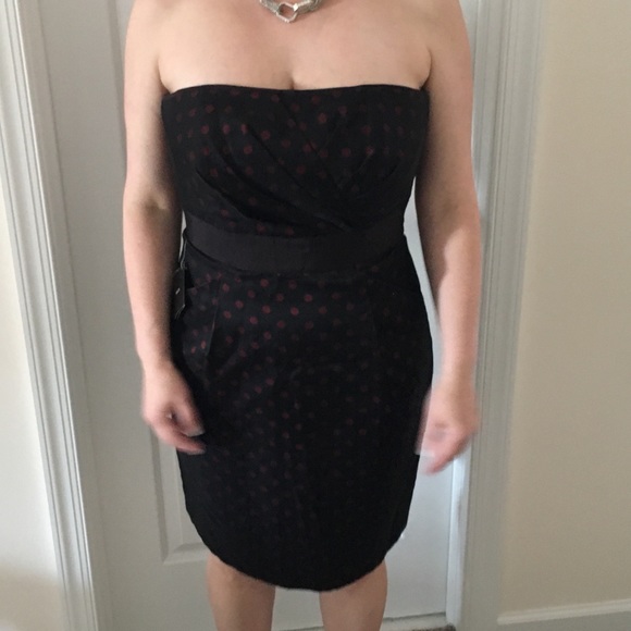 NWT! WHBM Black Dress with Red Polka Dots - Picture 5 of 15
